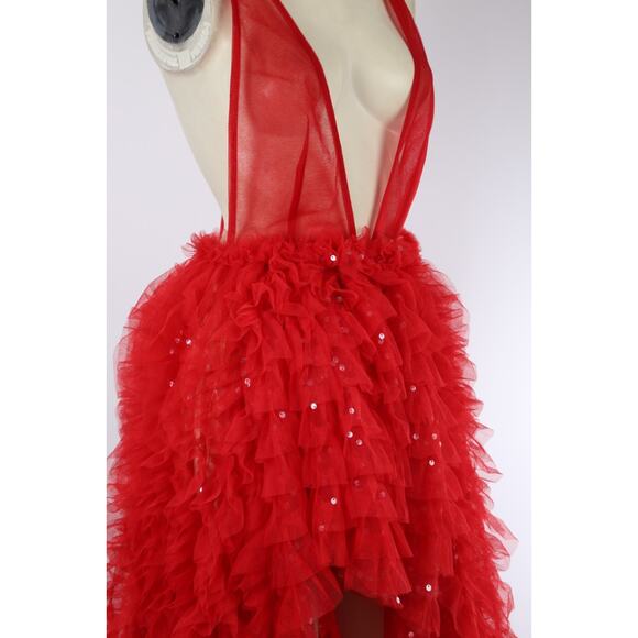 BRONX & BANCO Red Lace Maxi Dress Sleeveless Gown Size 2 Formal Evening - Picture 10 of 16